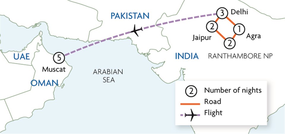 oman to india travel time